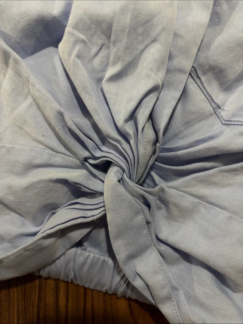 Alexander Wang Light Blue Button-Up Twist Front Crop Top - Picture 2 of 4
